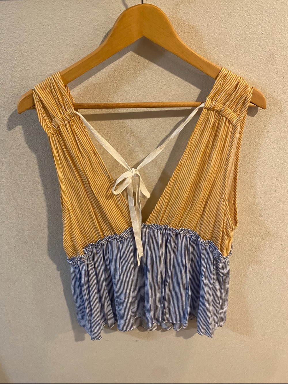 BP‎ Two-Tone Striped Tie-Back Camisole Yellow & Blue Size Size XL